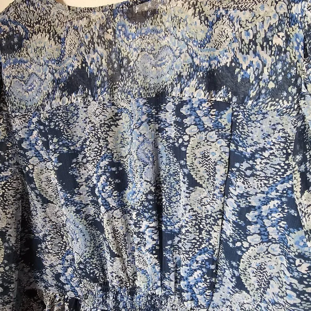 EUC JOIE PRINTED HIGH LOW MAXI DRESS V NECK LONGSLEEVES SIZE XXL